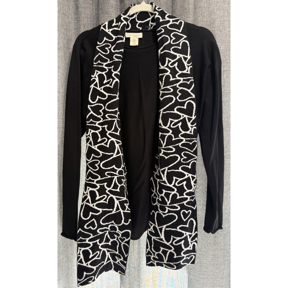 Cynthia Rowley Sweater Womens Size Small Black Removable Attached Scarf Stretch
